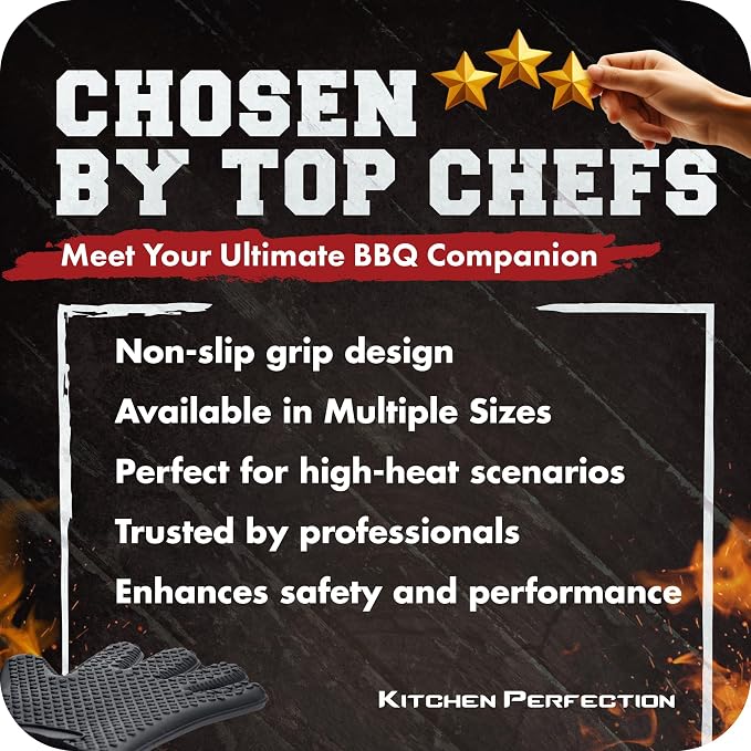 KITCHEN PERFECTION S Silicone Smoker Oven Gloves -Extreme Heat Resistant BBQ - Image 9