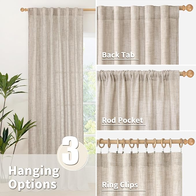 YoungsTex Natural Linen Curtains 90 Inches Long - Image 5