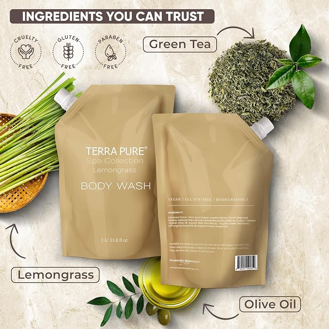 Terra Pure Spa Collection 1 Liter Body Wash Refill Bag - Image 4