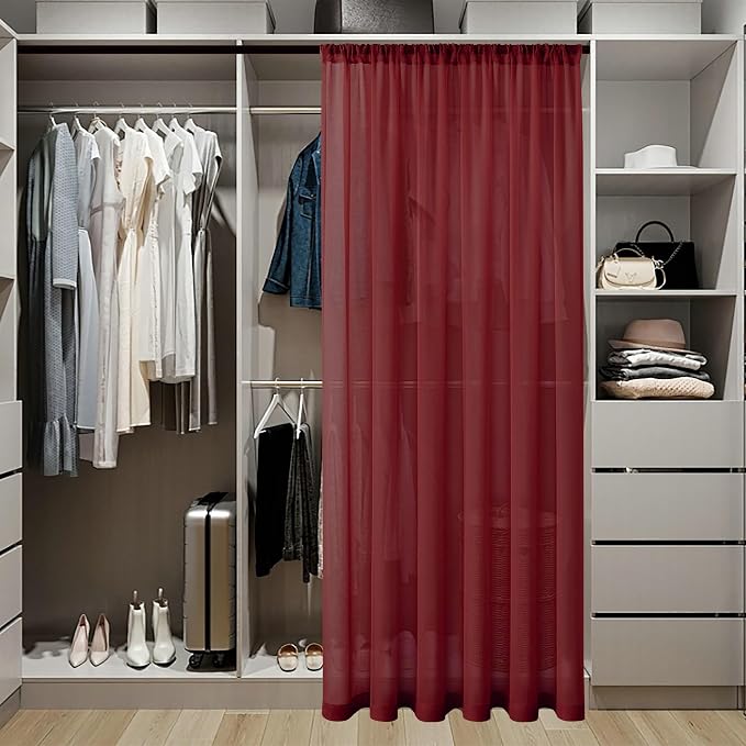 Tollpiz Sheer Curtains Closet Linen Textured Curtain Sheers Doorway Light - Image 3
