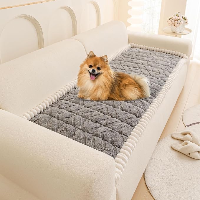 OTOB Plush Couch Cover for Dogs Washable, Non Slip Fuzzy Soft Armrest Backrest by OTOB