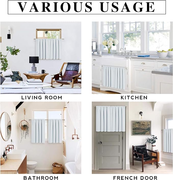 RYB HOME Kitchen Curtains Room Darkening Curtain Tiers Small Window Draperies - Image 7