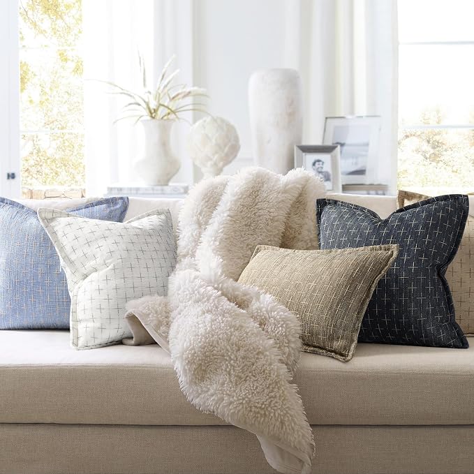 ZWJD Pillow Covers 22x22 Set of 2 Soft Polyester Textured Pillow Covers - Image 6