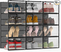 12 Pack XX-Large Modular Clear Plastic Stackable Shoe Storage Organizer by FJFEOIYE