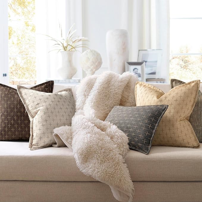 ZWJD Pillow Covers 26x26 Set of 2 Soft Polyester Textured Pillow Covers - Image 4