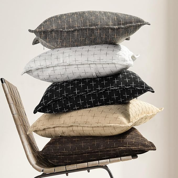ZWJD Pillow Covers 24x24 Set of 2 Soft Polyester Textured Pillow Covers - Image 5