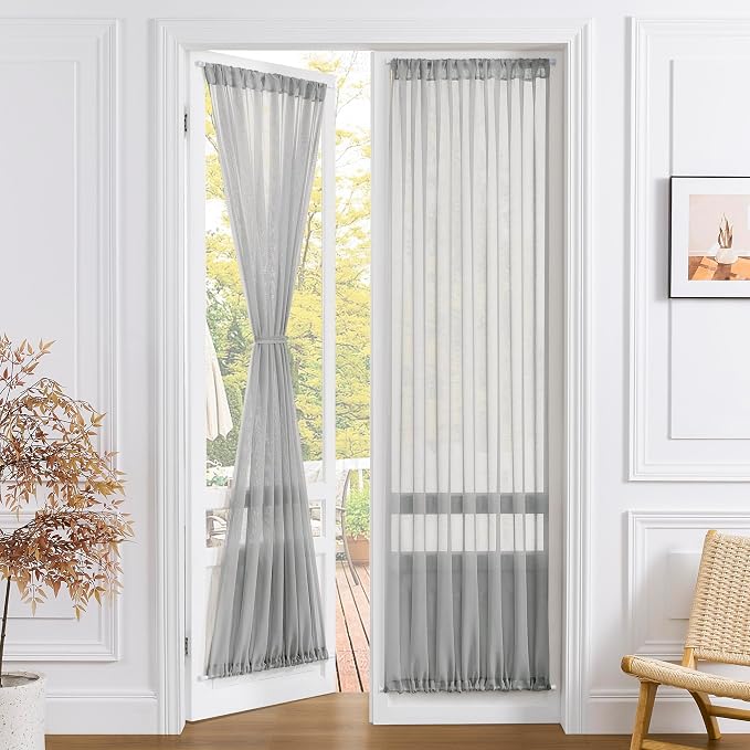 Tollpiz Sheer Curtain Closet Linen Textured Curtain Sheers Doorway Light by Tollpiz