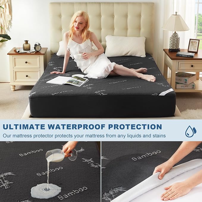 BEDLORE King Size Mattress Protector Waterproof, Mattress Pad Fitted 6-18 Inch - Image 2