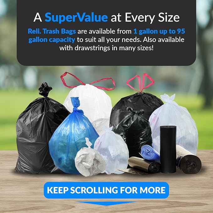 Reli. SuperValue 65 Gallon Trash Bags | 120 Count | Made in USA | Heavy Duty | - Image 6