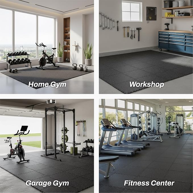 AIRHOP 0.56in Thick 96 Sq Ft Exercise Equipment Mats, 24 Tiles Upgraded Rubber - Image 7