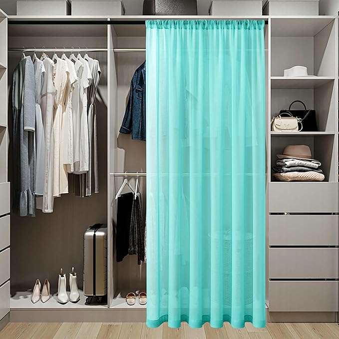 Tollpiz Short Sheer Door Curtain Closet Linen Textured Curtain Sheers Doorway - Image 3