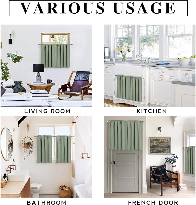 RYB HOME 24 inch Curtains for Kitchen Room Darkening Privacy Mini Curtain for - Image 5