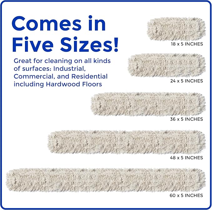 Nine Forty Industrial-Grade 18x5 Cotton Dust Mop Head Refills, Perfect - Image 2