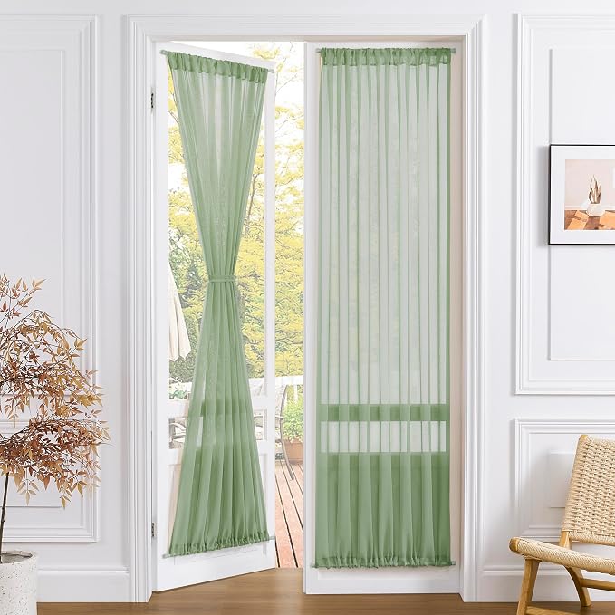 Tollpiz Sheer Door Curtains Closet Linen Textured Curtain Sheers Doorway Light by Tollpiz