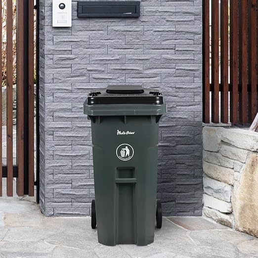 32 Gallon Trash Can with Wheels Outdoor Recycling Bin with Lid and Wheels Heavy - Image 7