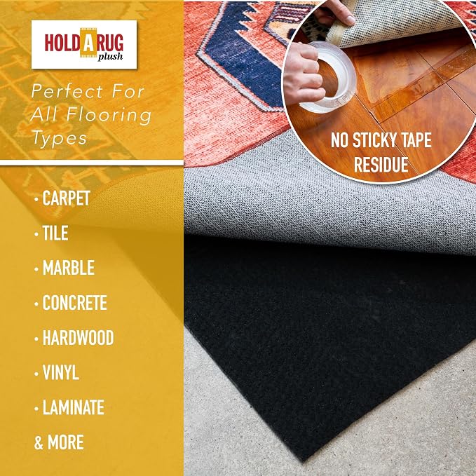 Hold-a-Rug Plush 2'6 x 14' Nonskid, Nonslip Rug Pad, Reversible Gripper - Image 3