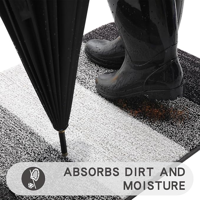 Kitinjoy Indoor Outdoor Door Mat, 47x20 Non-Slip Absorbent Dirt Trapper - Image 2