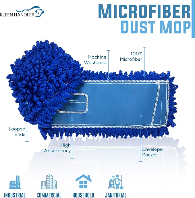 KLEEN HANDLER 24 Inch Microfiber Dust Mop, Medium Washable Commercial, - Image 2