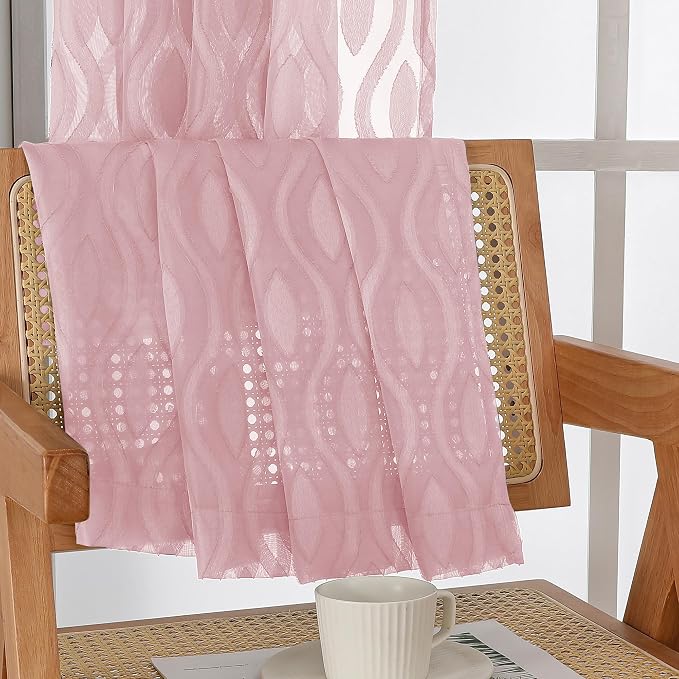 Aiyufeng Pink Sheer Curtains 2 Panels 54 Inch Length, Soft Lightweight Clip - Image 9