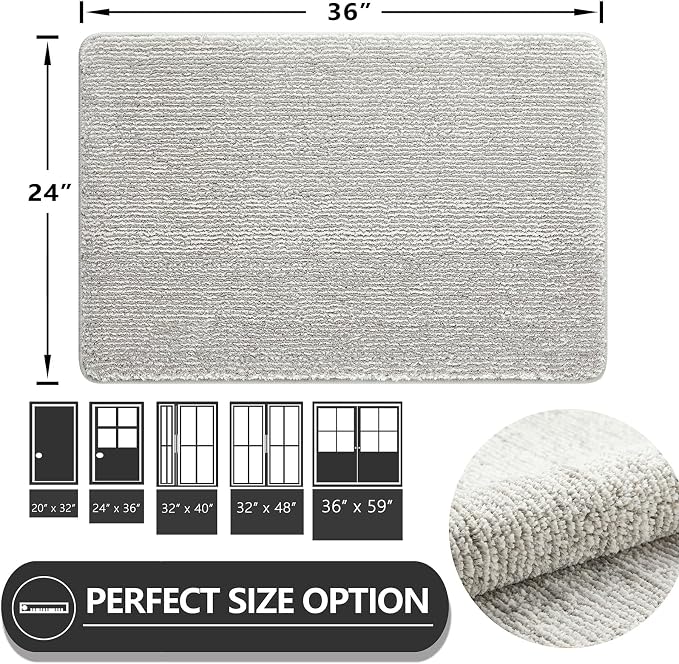 REFETONE Indoor Doormat, Front Door Mat 24"x36" Absorbent Rubber Backing Non - Image 2