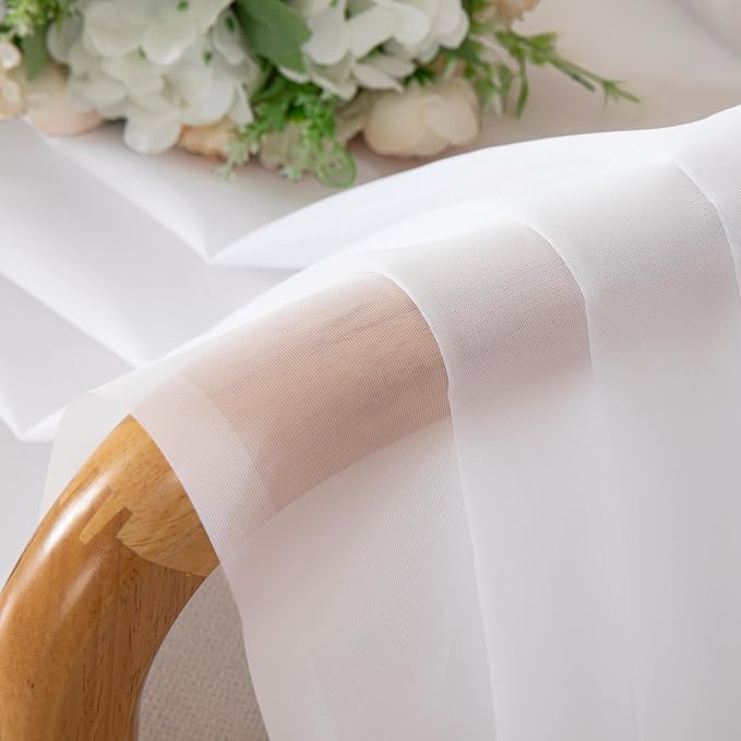 Chyhomenyc White Sheer Curtains 63 Inch Length 2 Panels Set, Light Filtering - Image 3