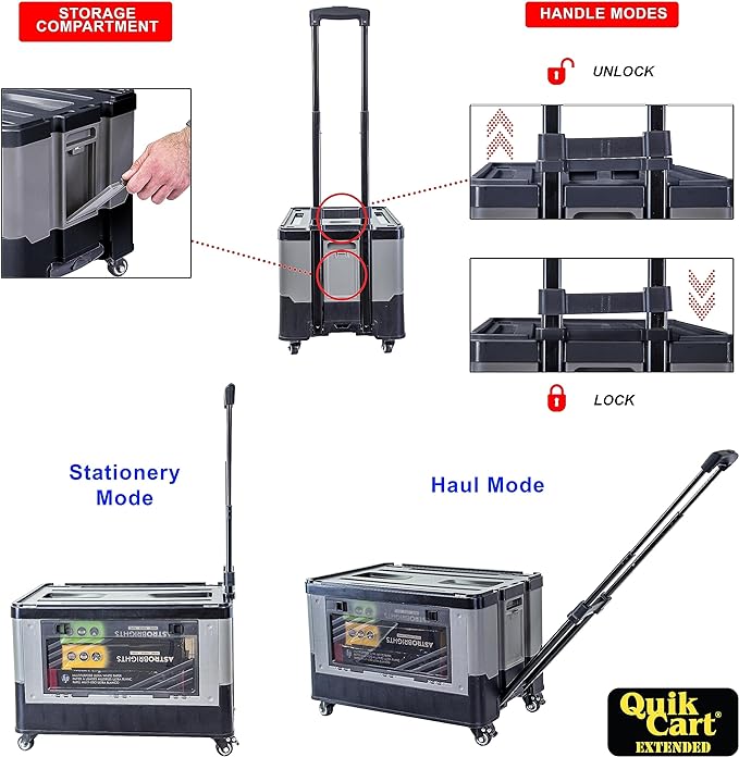 dbest products Quik Cart Extended Four Wheeled Rolling Crate Teacher Utility - Image 3
