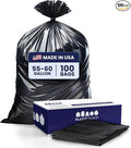 Plasticplace 55-60 Gallon Trash Bags │ 1.5 Mil │ Black Heavy Duty Garbage Can by Plasticplace