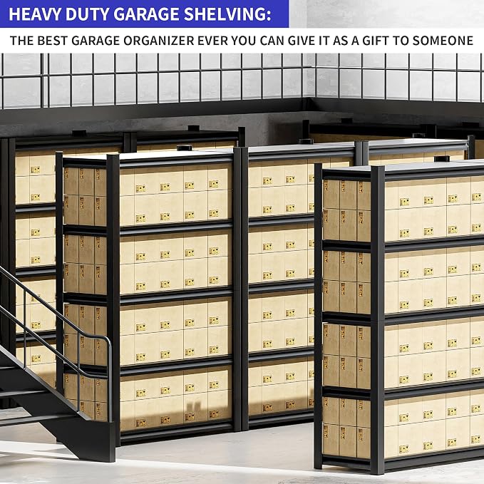 4 Pieces Garage Shelving, Heavy Duty Sturdy Steel Thickened Metal Shelves - Image 5