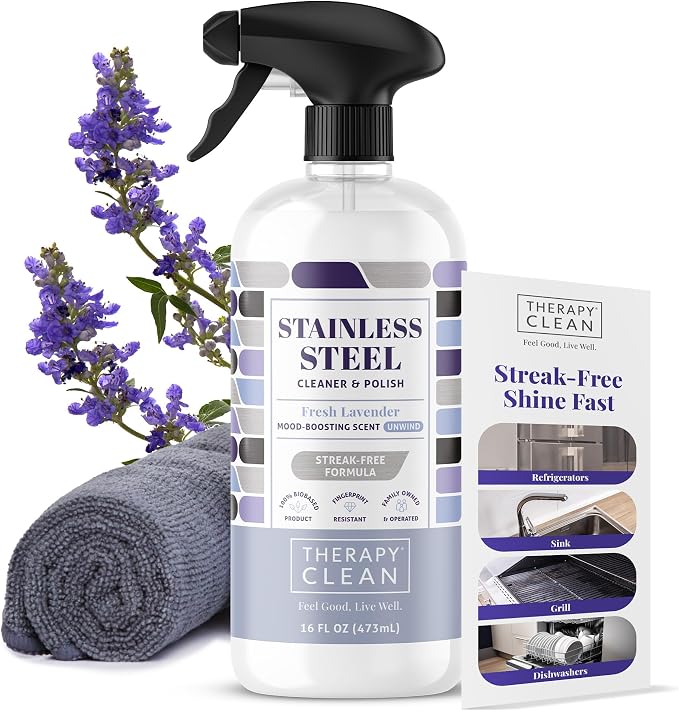 Therapy Stainless Steel Cleaner and Polish 100% USDA Biobased, Fingerprint and by TherapyClean