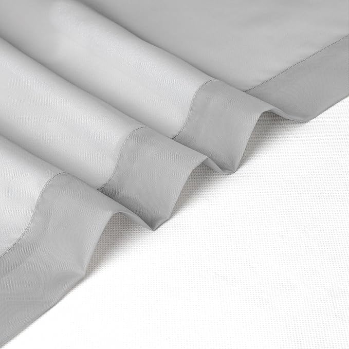 Chyhomenyc Sheer Light Grey Tier Curtains 24 Inch Length, Small Window Curtains - Image 8
