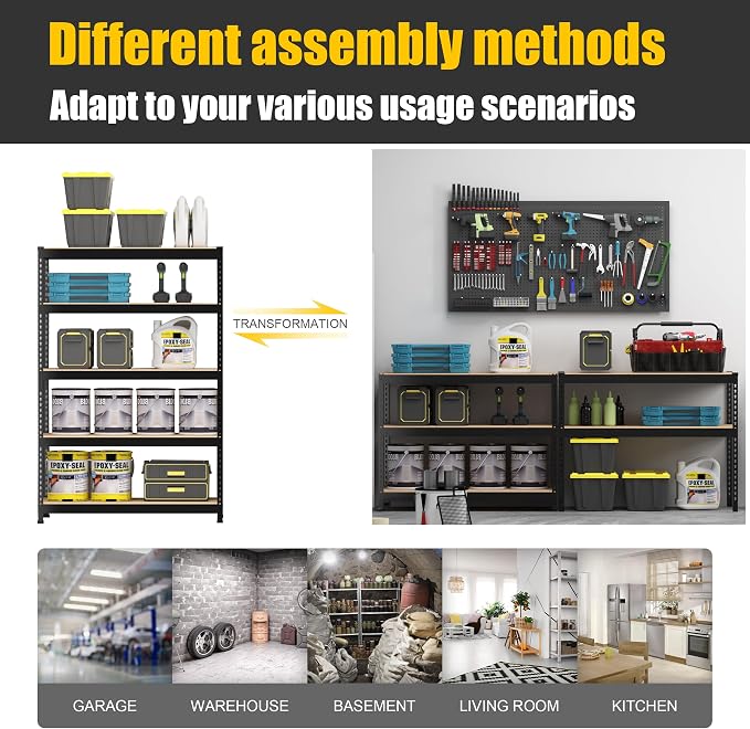PrimeZone 3 Pack Storage Shelves 48" x 24" x 72", 5 Tier Adjustable Garage - Image 7