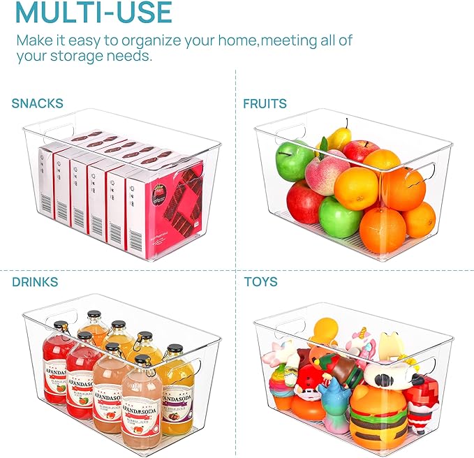 Vtopmart 6 PCS Clear Plastic Storage Bins, Pantry Organizer Containers - Image 6