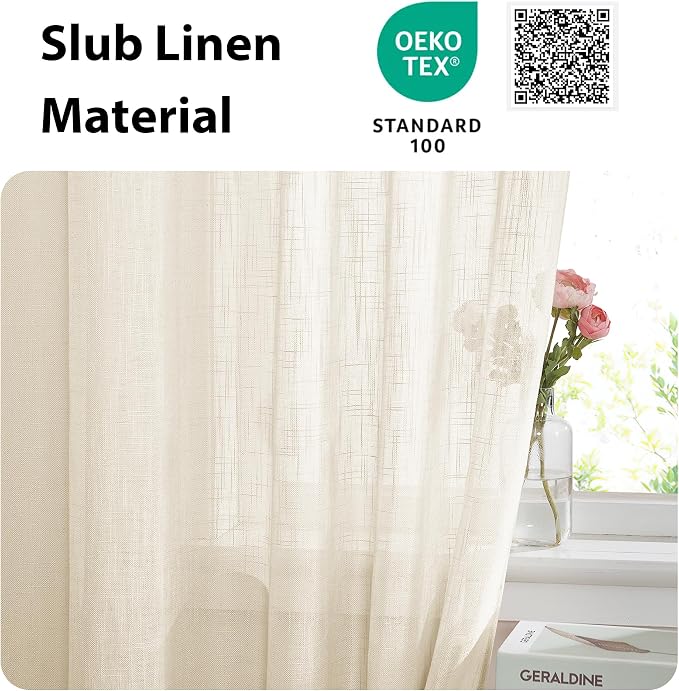 NICETOWN Door Panel Curtains Faux Linen French Curtain Window Curtain Semi - Image 3