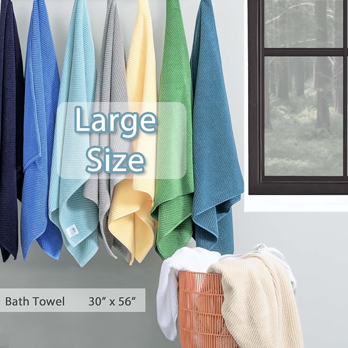 VOOVA & MOVAS Grey Bath Towels, Large 30" x 56" - Image 4