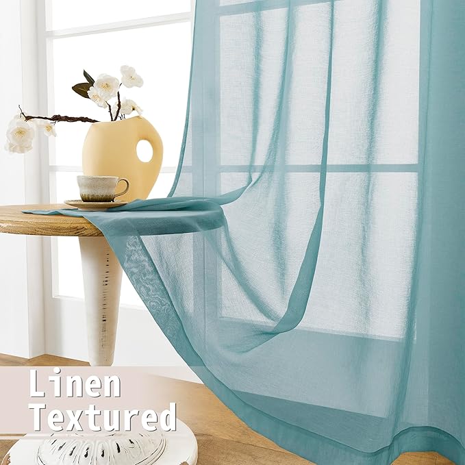 Tollpiz Small Sheer Door Curtain Closet Linen Textured Curtain Sheers Doorway - Image 4