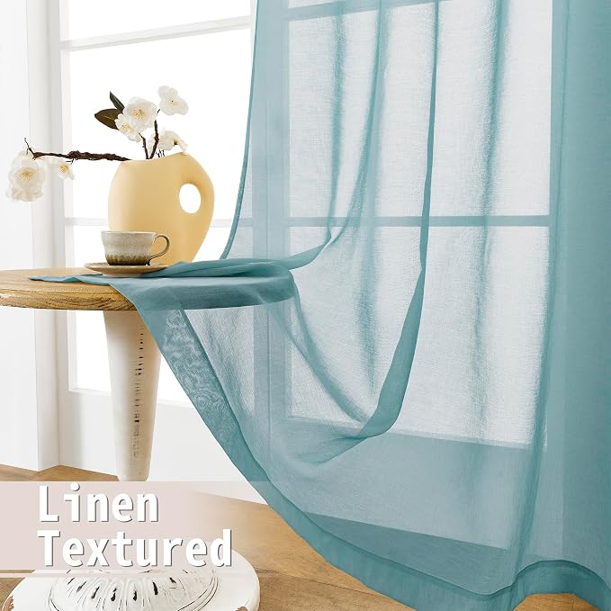 Tollpiz Short Sheer Door Curtain Closet Linen Textured Curtain Sheers Doorway - Image 4