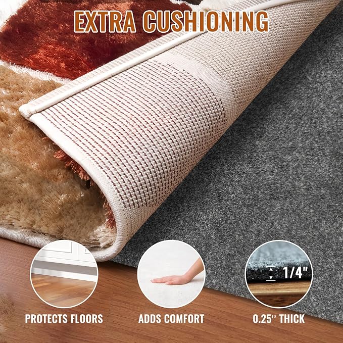 Felt Rug Pad, 4 x 6 Ft Rubber Non-Slip Rug Pad Gripper, Keep Rugs Secure and in - Image 2