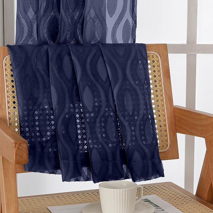 Aiyufeng Blue Sheer Curtains 54 Inch Length 2 Panels, Soft Lightweight Clip - Image 9