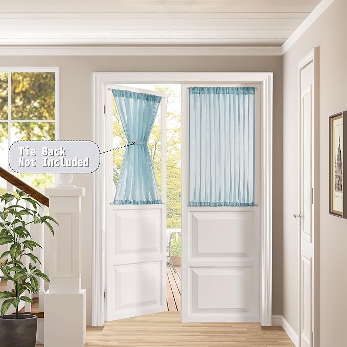 Tollpiz Short Sheer Door Curtain Closet Linen Textured Curtain Sheers Doorway - Image 2