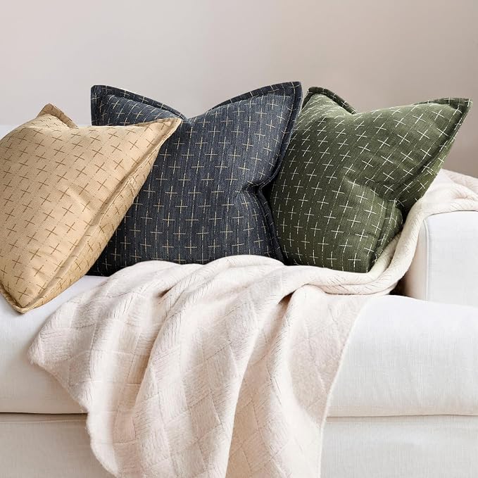 ZWJD Pillow Covers 24x24 Set of 2 Soft Polyester Textured Pillow Covers - Image 4
