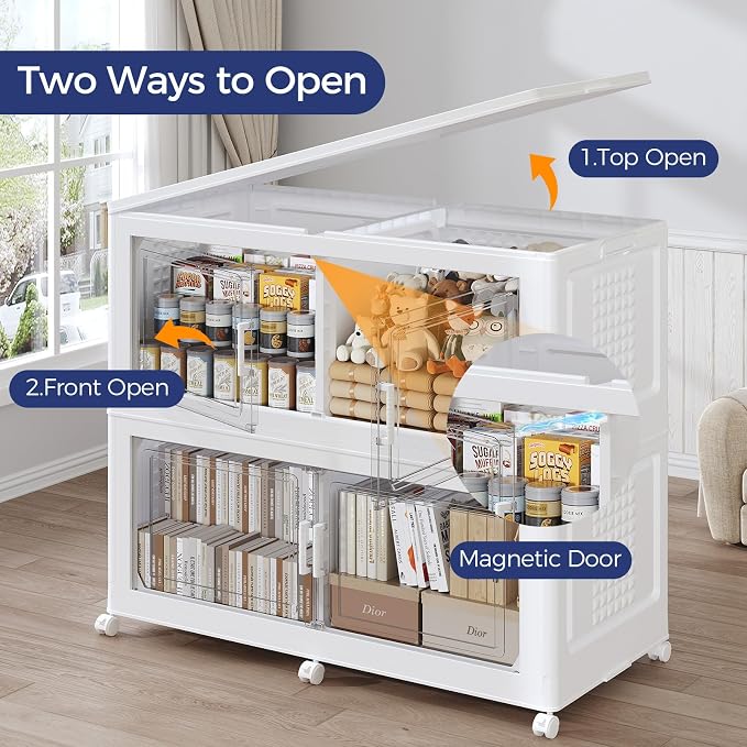 200GAL Storage Bins with Lid and Wheels, Stackable Closet Organizers and - Image 4