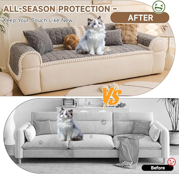 OTOB Couch Cover for Dogs Washable Pet Friendly, Non Slip Plush Funny Fuzzy - Image 2