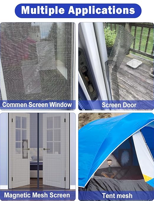 wohohoho Window Screen Repair Tape, 2 in X 20 FT Grey Screen Patch Repair Kit - Image 7