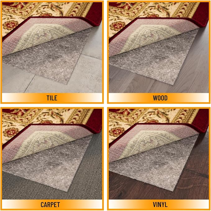 Ottomanson 8' x 10' Non-Slip Rug Pad Gripper 1/4 Inch Thick Dual Surface Felt + - Image 4