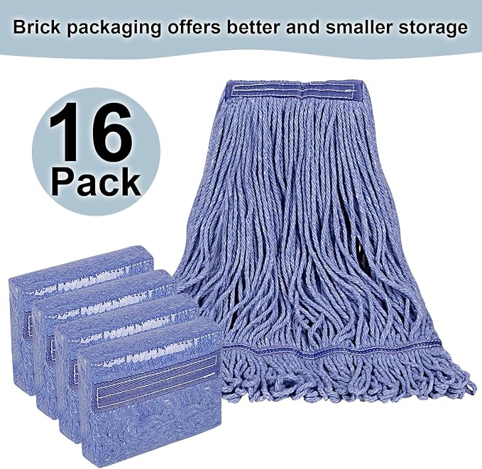 JERIA 16 Pack Heavy Duty Mop Head Replacements, String Mop Head - Image 2