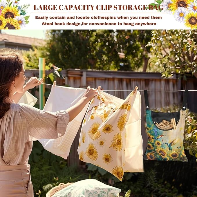Clothes Pin Hanging Bag with Big Opening Storage Clothes Pins & Mini - Image 6