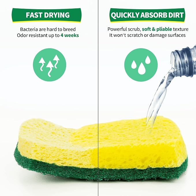 HOMERHYME Heavy Duty Scrub Sponge 24 Pack, Eco Cellulose Kitchen Dish Sponge - Image 4