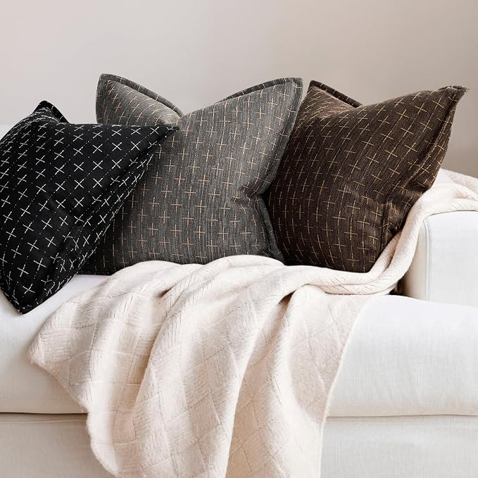 ZWJD Pillow Covers 18x18 Set of 2 Soft Polyester Textured Pillow Covers - Image 4