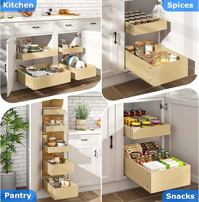 WelFurGeer Soft Close Pull Out Cabinet Organizer, Smooth Slide-Out Shelf - Image 7
