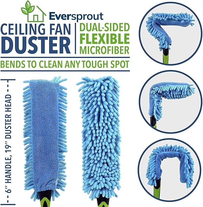 EVERSPROUT 3 Foot Flexible Microfiber Ceiling & Fan Duster | Bendable to Clean - Image 4